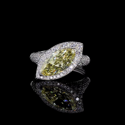 3.07 ct. Yellow Marquise Halo Ring