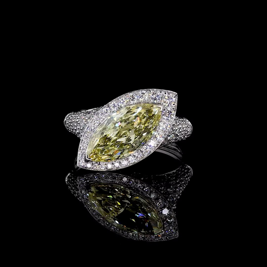 3.07 ct. Yellow Marquise Halo Ring