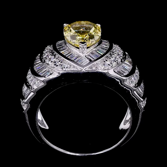 2.01 ct. Blue Emerald-Cut Three-Stone Ring