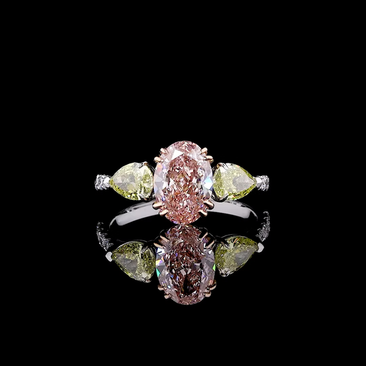 3.05 ct. Yellow Asscher Three-Stone Ring