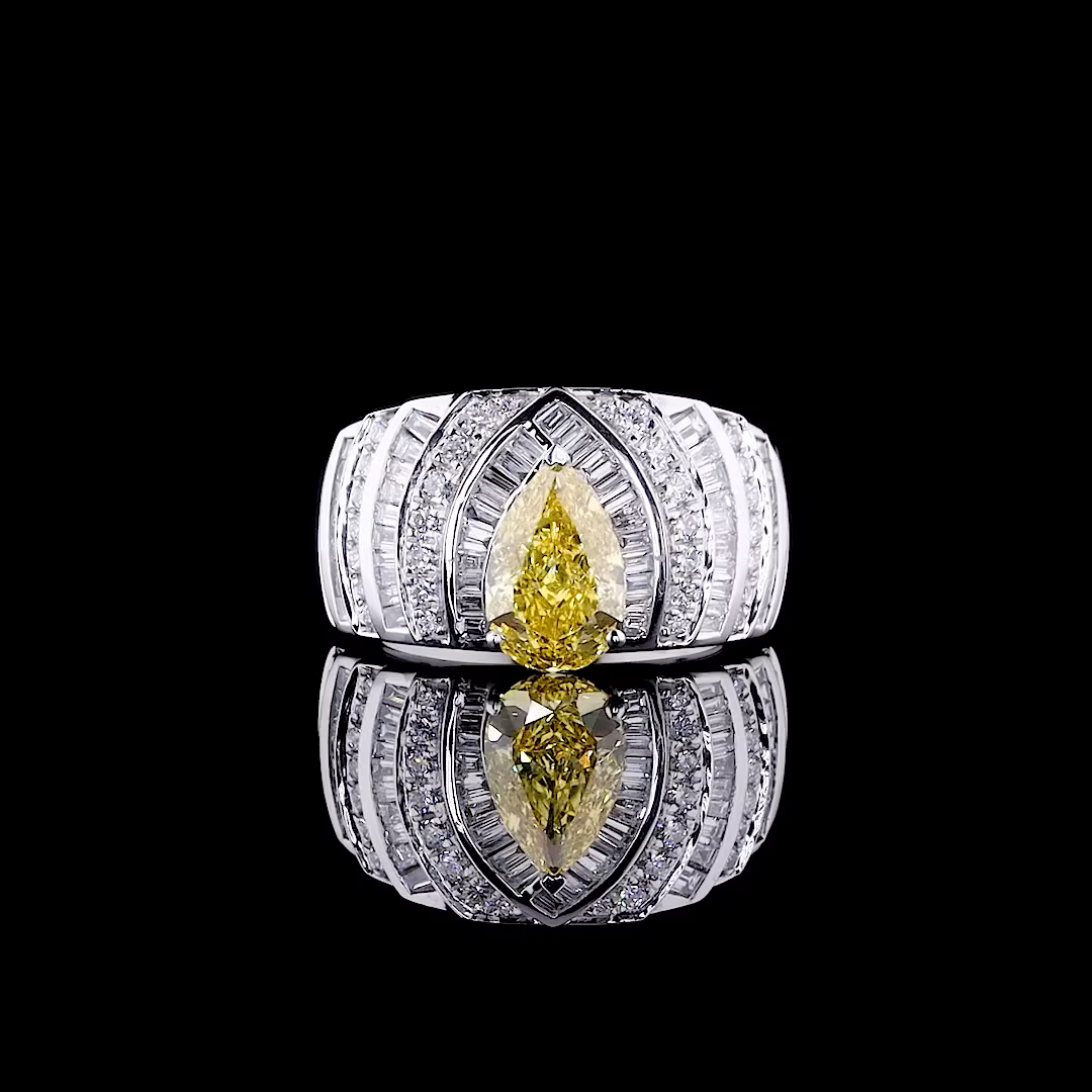 2.01 ct. Blue Emerald-Cut Three-Stone Ring