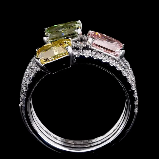 3.83 ct. Tri-Color Lab Diamond Multi-Stone Ring
