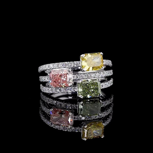 3.83 ct. Tri-Color Lab Diamond Multi-Stone Ring