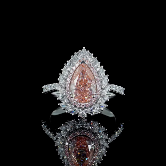 2.02 ct. Pink Pear Diamond Halo Ring