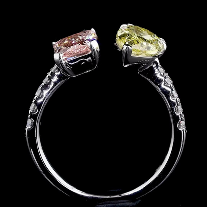 3.36 ct. Pink & Yellow Diamond Toi Et Moi Ring