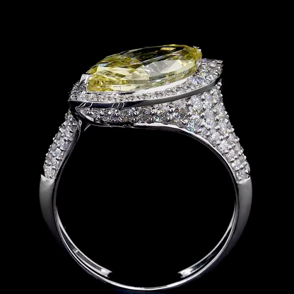 3.07 ct. Yellow Marquise Halo Ring