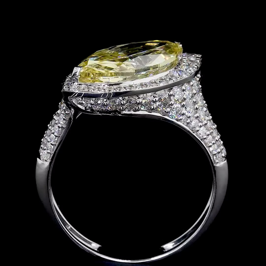 3.07 ct. Yellow Marquise Halo Ring