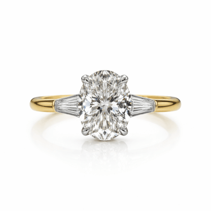 Elysian Oval Diamond Ring with Tapered Baguettes