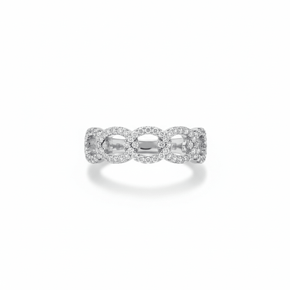 Pavé Diamond Interlocking Band in 18K White Gold