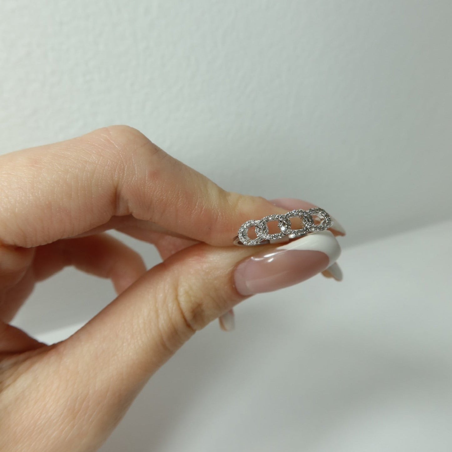 Pavé Diamond Interlocking Band in 18K White Gold