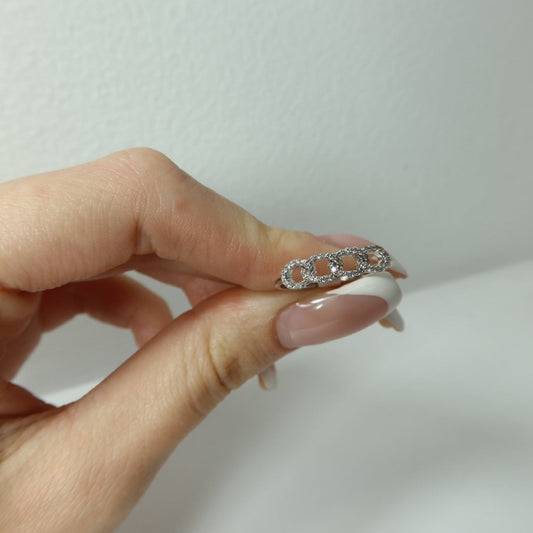 Pavé Diamond Interlocking Band in 18K White Gold