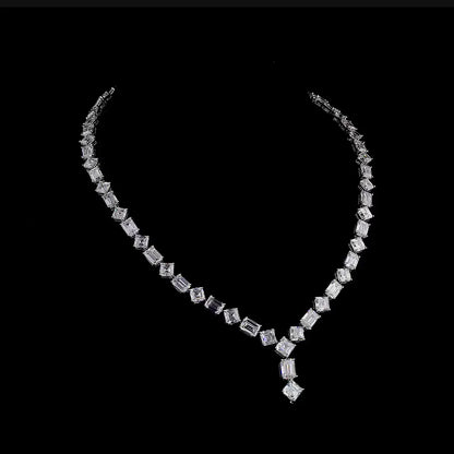 72.09 Ct. Emerald Cut Diamond Tennis Necklace