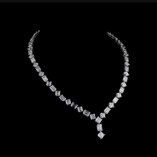 72.09 Ct. Emerald Cut Diamond Tennis Necklace
