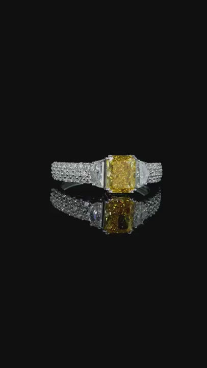 10.02 ct. Green Diamond Pavé Side-Stone Ring