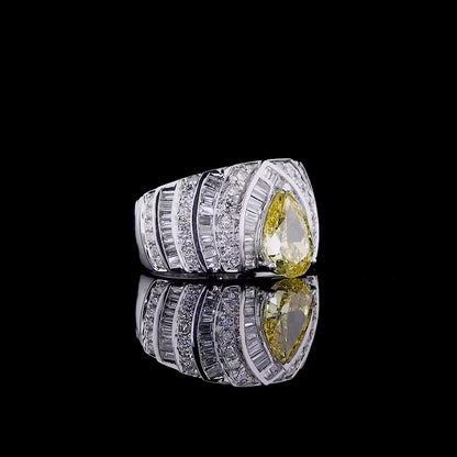 2.01 ct. Blue Emerald-Cut Three-Stone Ring