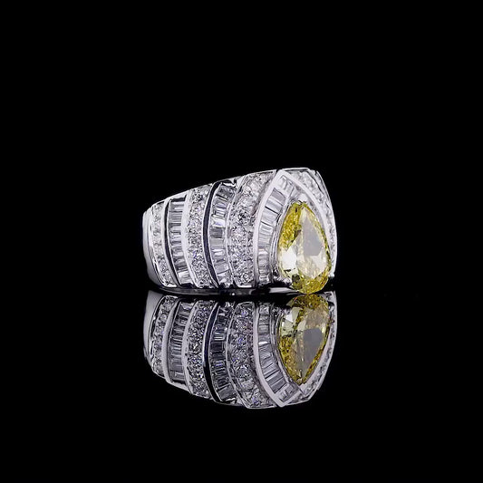 2.01 ct. Blue Emerald-Cut Three-Stone Ring