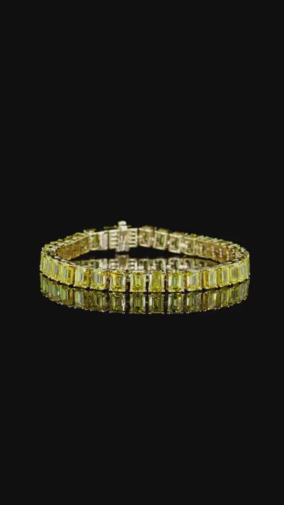 20.00 ct. Yellow Emerald Cut Diamond Tennis Bracelet