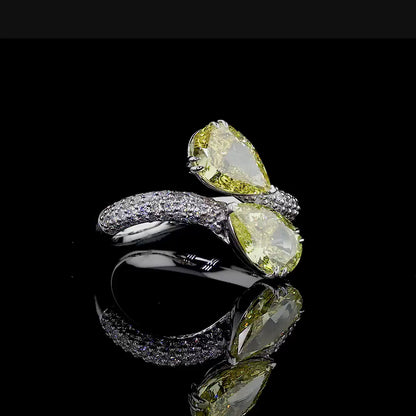 3.34 ct. Yellow Pear Lab Diamond Bypass Ring