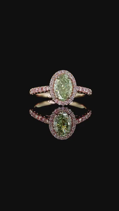 1.62 ct. Green Diamond Halo Ring