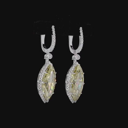 4.07 ct. Fancy Intense Yellow Marquise Diamond Drop Earrings
