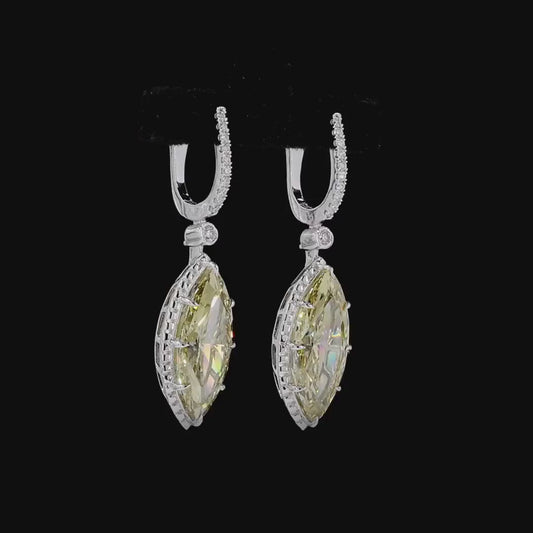 4.07 ct. Fancy Intense Yellow Marquise Diamond Drop Earrings