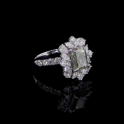 3.64 ct. Fancy Yellow Radiant Solitaire Ring
