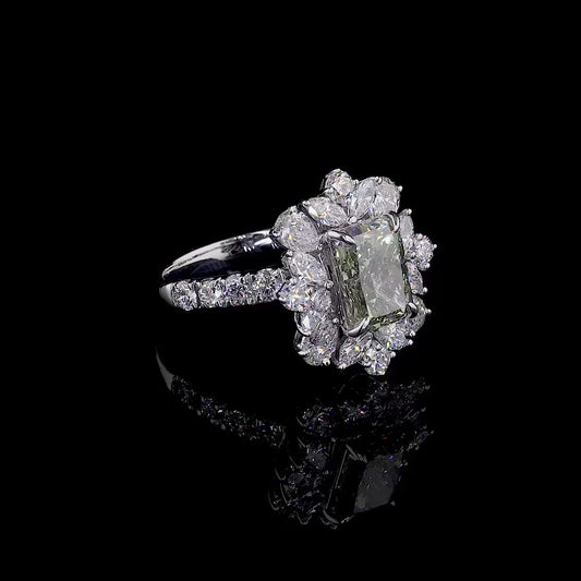 3.64 ct. Fancy Yellow Radiant Solitaire Ring