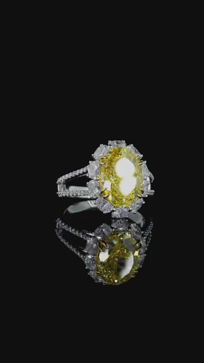 5.64 ct. Yellow Diamond Halo Ring