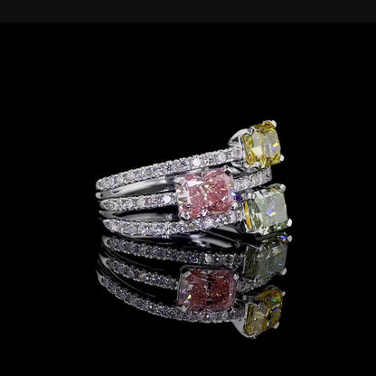 3.83 ct. Tri-Color Lab Diamond Multi-Stone Ring
