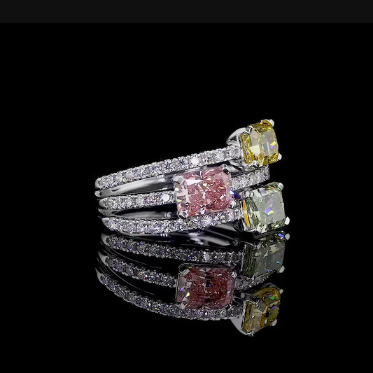 3.83 ct. Tri-Color Lab Diamond Multi-Stone Ring
