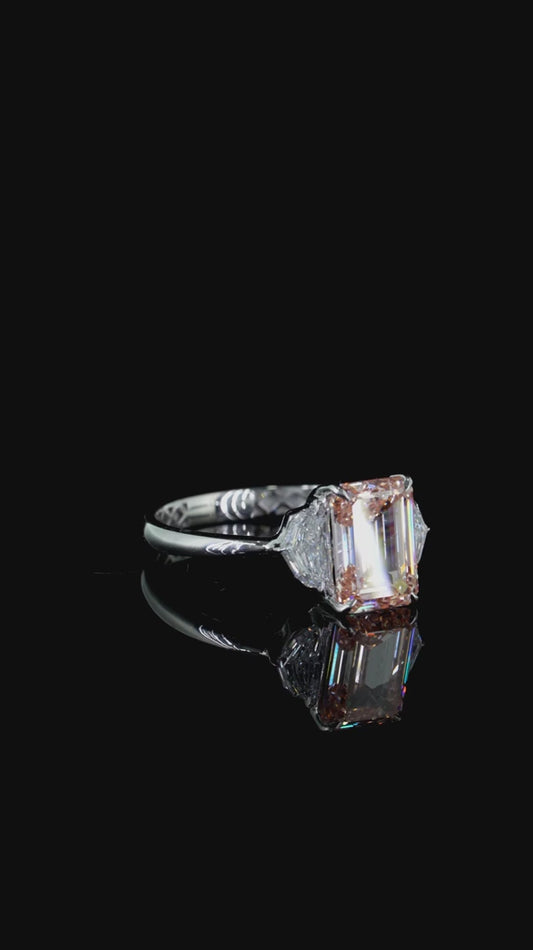 2.50 ct. Pink Emerald Lab Diamond Three-Stone Ring