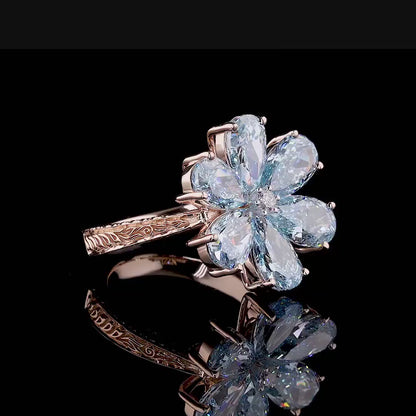 6.72 ct. Blue Diamond 6-Piece Floral Ring