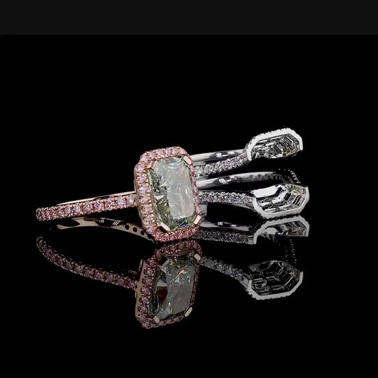 4.16 ct. Green Radiant Solitaire Ring