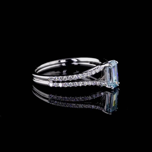 0.74 ct. Blue Diamond Pavé Ring