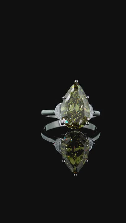 6.32 ct. Yellow Diamond Side Stone Ring
