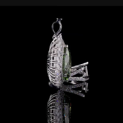 10.02 ct. Green Pear Halo Convertible Ring Pendant