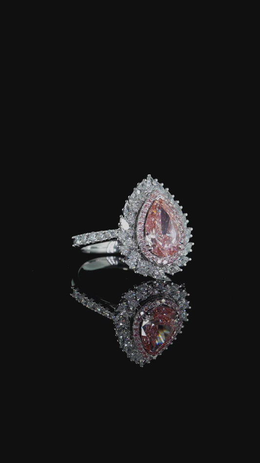 2.02 ct. Pink Pear Diamond Halo Ring