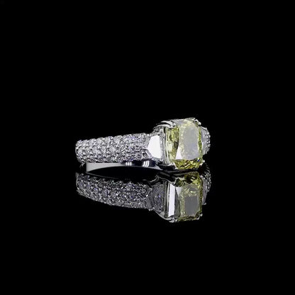 1.37 ct. Yellow Diamond Pavé Side-Stone Ring