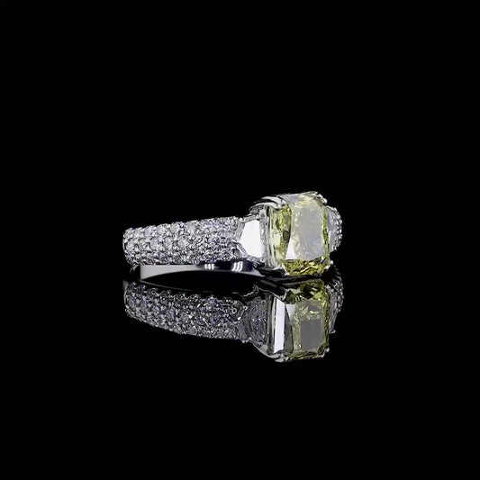 1.37 ct. Yellow Diamond Pavé Side-Stone Ring