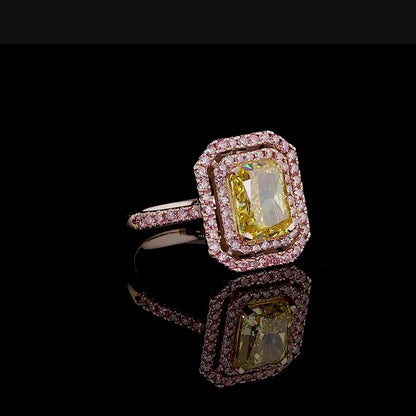3.02 ct. Yellow Diamond Halo Ring