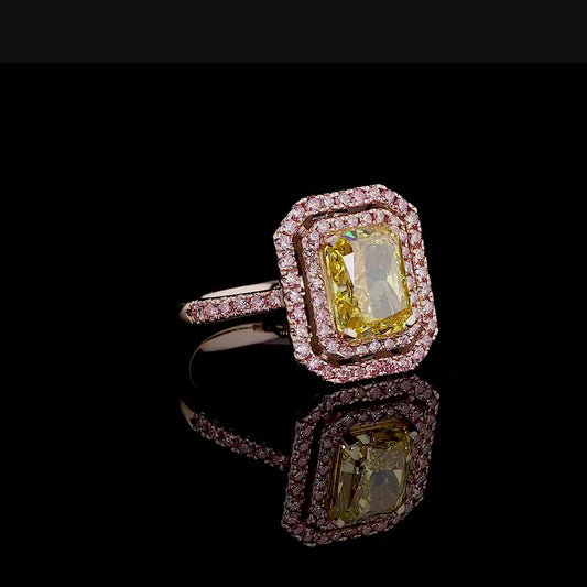 3.02 ct. Yellow Diamond Halo Ring