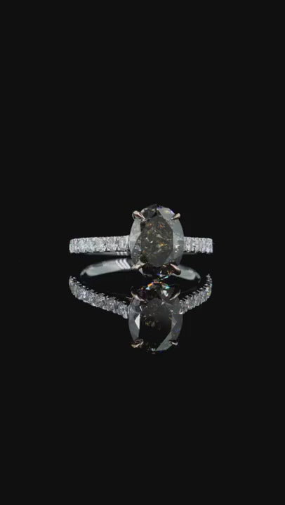 3.41 ct. Dark Yellow Solitaire Pavé Ring