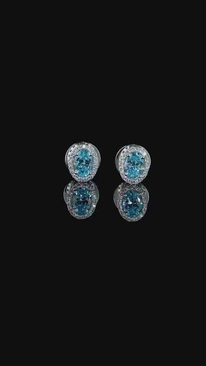 1.13 ct. Blue Halo Diamond Stud Earrings