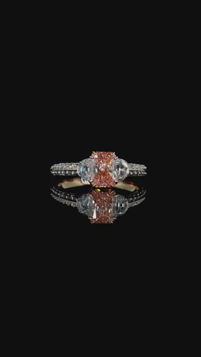 1.07 ct. Pink Diamond Pavé Side-Stone Ring