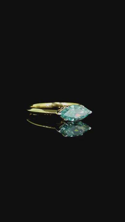 1.56 Ct. Blue Green Marquise Solitaire Ring