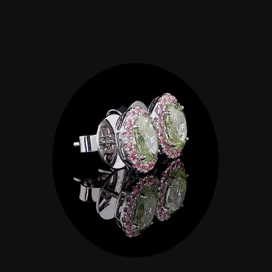 2.02 ct. Green Diamond Stud Earrings