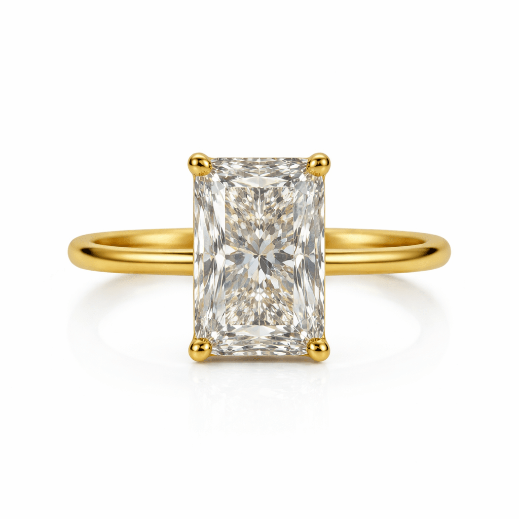 Radiant Elegance 14K Yellow Gold Diamond Solitaire Ring