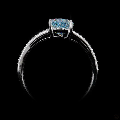 2.07 Ct. Fancy Vivid Blue Pear Diamond Split-Shank Ring