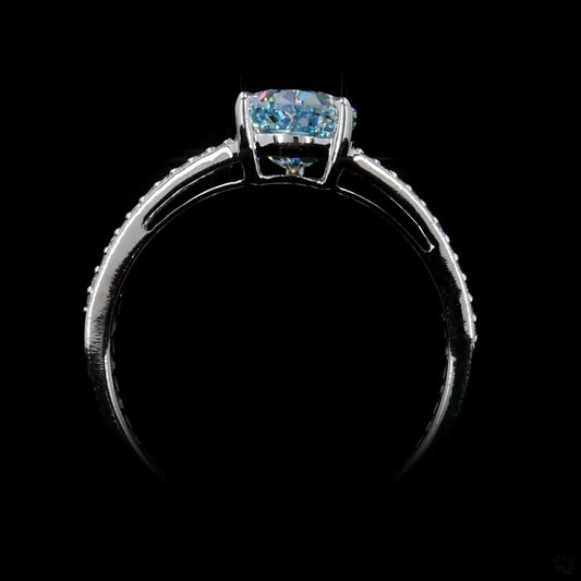 2.07 Ct. Fancy Vivid Blue Pear Diamond Split-Shank Ring