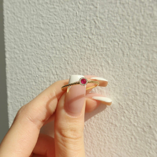 Rosette Twirl Ruby Ring
